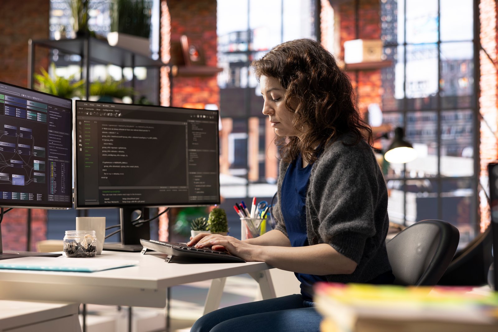 A software professional working confidently with code and data